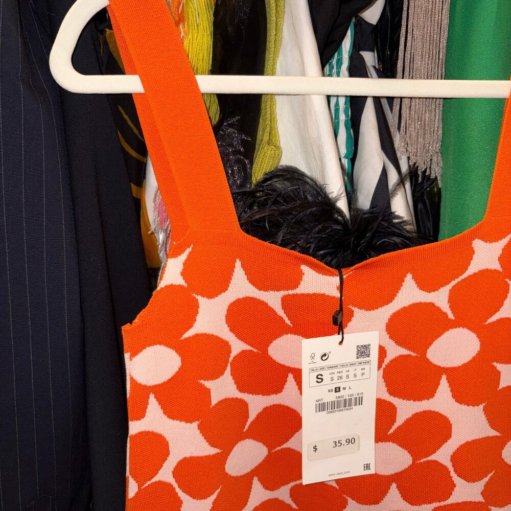 Zara Orange Short Jacquard Dress | NEVER WORN